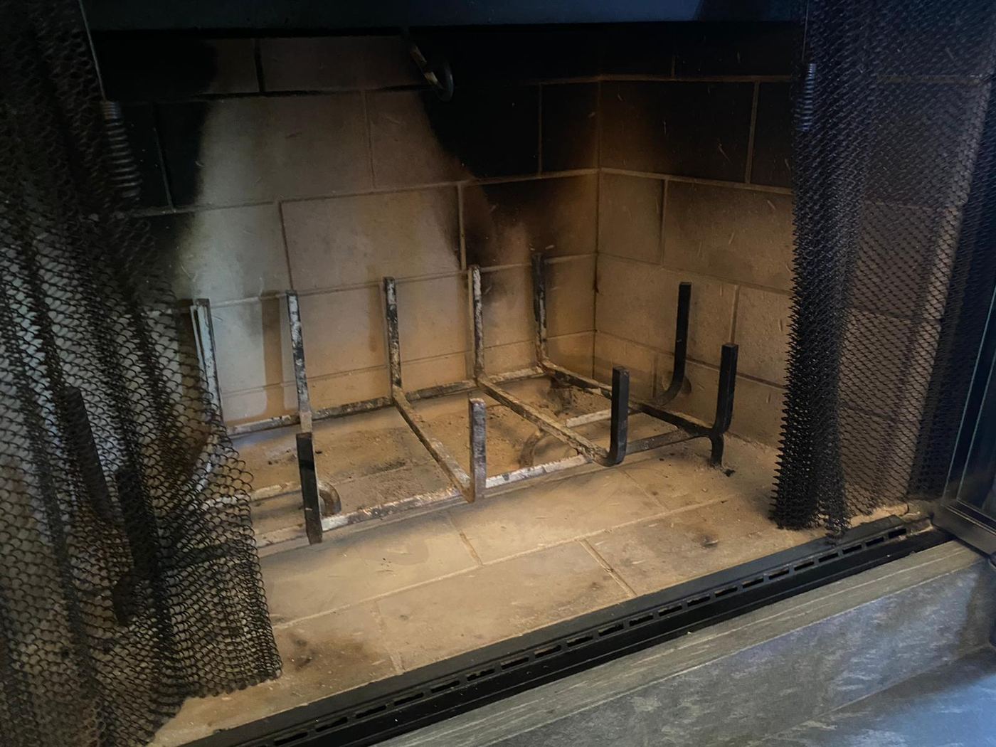 Fireplace firebox before chimney sweeping, Marco Island FL